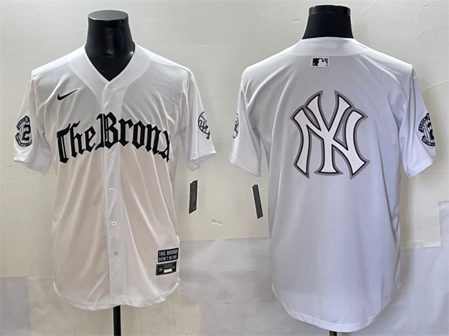 Men's New York Yankees Team Big Logo White 'Gothic Legacy Edition' Vapor Premier Limited Stitched Baseball Jersey 005