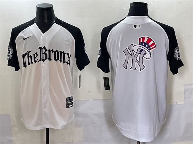 Men's New York Yankees Team Big Logo White Black 'Gothic Legacy Edition' Vapor Premier Limited Stitched Baseball Jersey 002