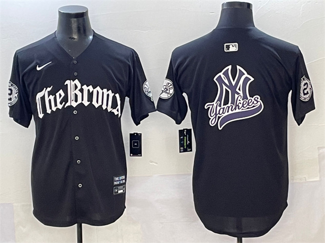 Men's New York Yankees Team Big Logo Black 'Gothic Legacy Edition' Vapor Premier Limited Stitched Baseball Jersey 004