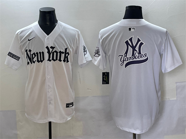 Men's New York Yankees Team Big Logo White 'Gothic Legacy Edition' Vapor Premier Limited Stitched Baseball Jersey  001