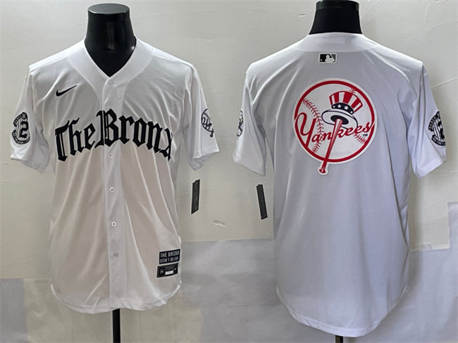 Men's New York Yankees Team Big Logo White 'Gothic Legacy Edition' Vapor Premier Limited Stitched Baseball Jersey 001