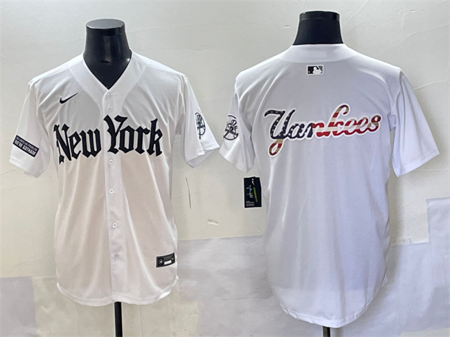 Men's New York Yankees Team Big Logo White 'Gothic Legacy Edition' Vapor Premier Limited Stitched Baseball Jersey  005