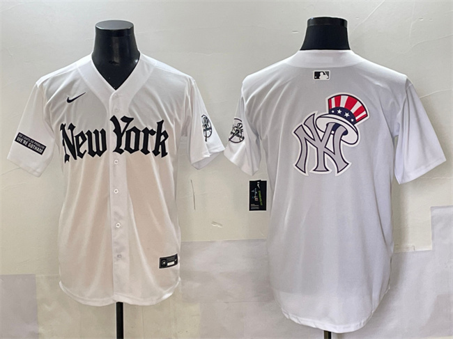 Men's New York Yankees Team Big Logo White 'Gothic Legacy Edition' Vapor Premier Limited Stitched Baseball Jersey  002