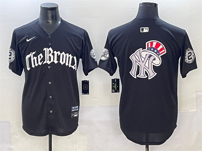 Men's New York Yankees Team Big Logo Black 'Gothic Legacy Edition' Vapor Premier Limited Stitched Baseball Jersey 005