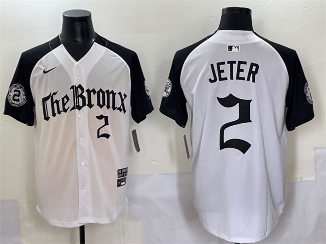 Men's New York Yankees #2 Derek Jeter White Black 'Gothic Legacy Edition' Vapor Premier Limited Stitched Baseball Jersey
