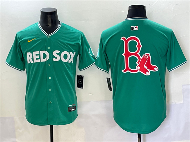 Men's Boston Red Sox Team Big Logo Green 2025 City Connect Limited Stitched Baseball Jersey