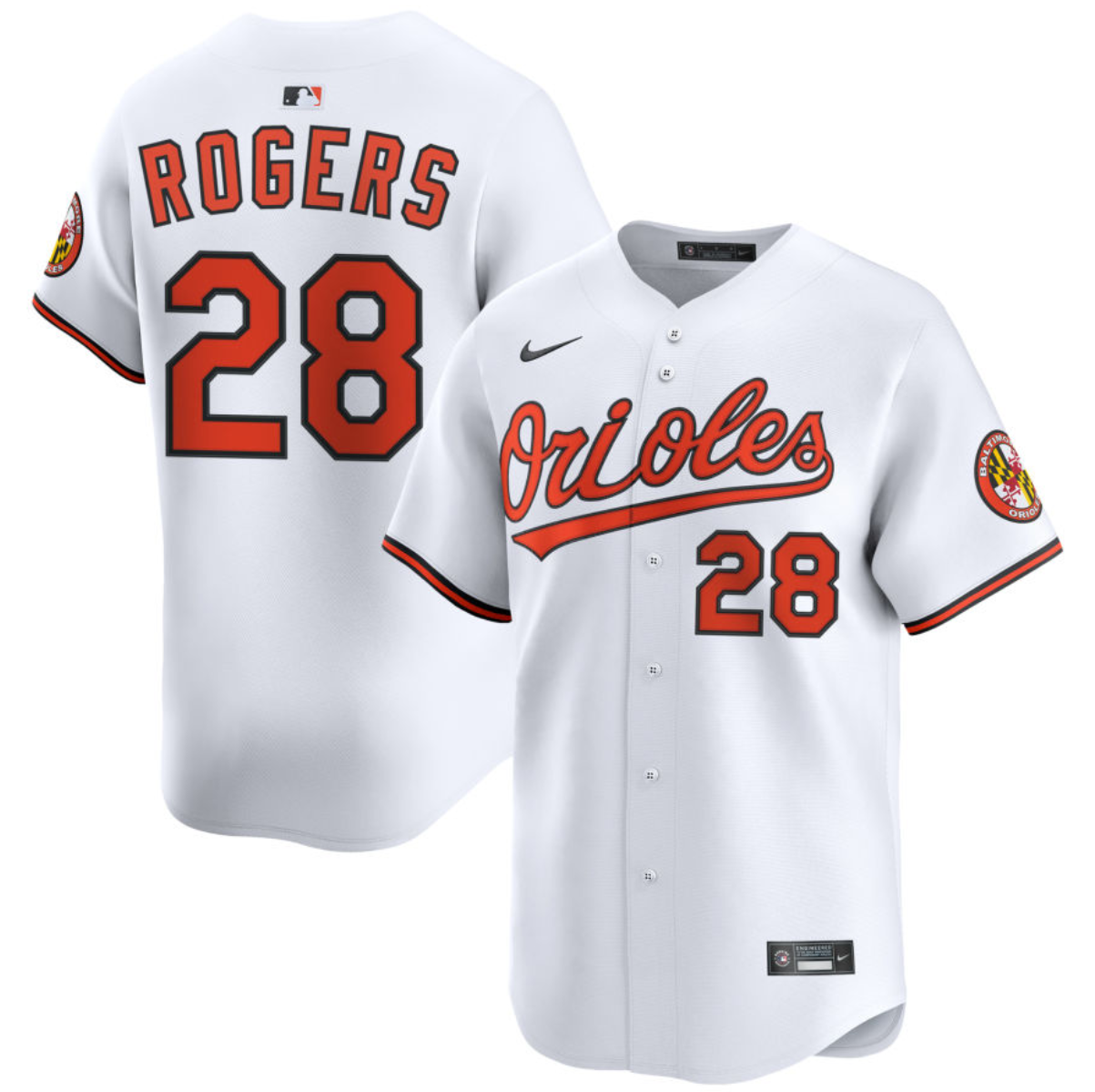 Men's Baltimore Orioles #28 Trevor Rogers White 2025 Home Limited Stitched Baseball Jersey