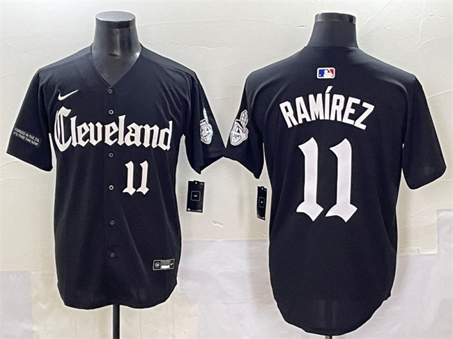 Men's Cleveland Guardians #11 José Ramírez Black Gothic Vapor Premier Limited Stitched Baseball Jersey