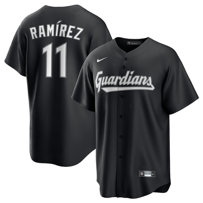 Men's Cleveland Guardians #11 José Ramírez Black Lights Out Limited Stitched Baseball Jersey