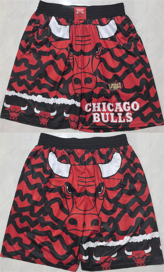 Men's Chicago Bulls Black Red Shorts (Run Small)