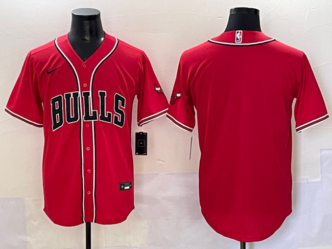 Men's Chicago Bulls Blank Red Cool Base Stitched Baseball Jersey