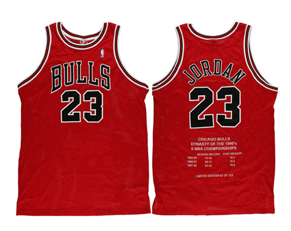 Men's Chicago Bulls #23 Michael Jordan Red 1997-98 Stitched Basketball Jersey