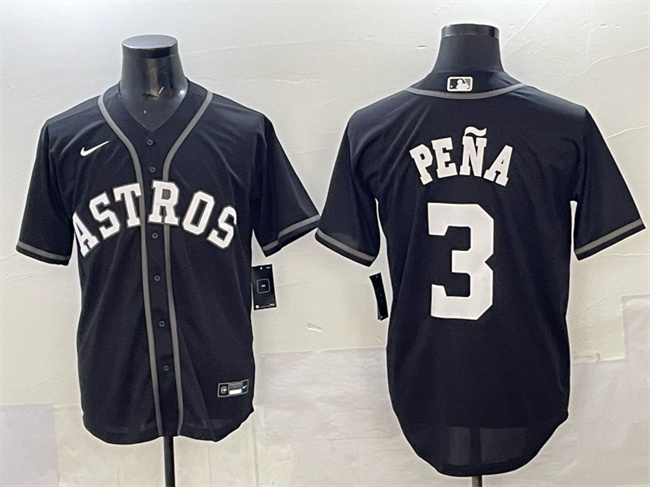 Men's Houston Astros #3 Jeremy Pe?a Black Lights Out Limited Stitched Baseball Jersey