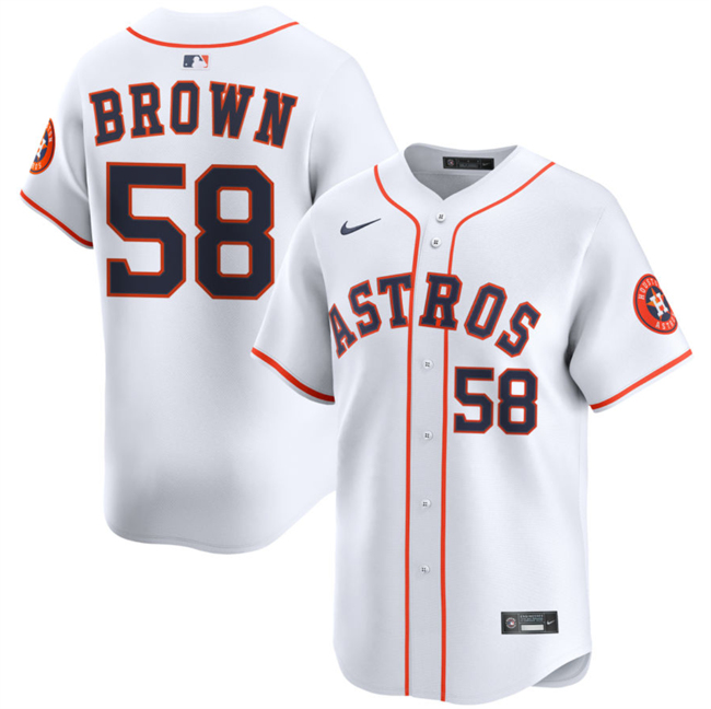Men's Houston Astros #58 Hunter Brown White 2025 Home Limited Stitched Baseball Jersey