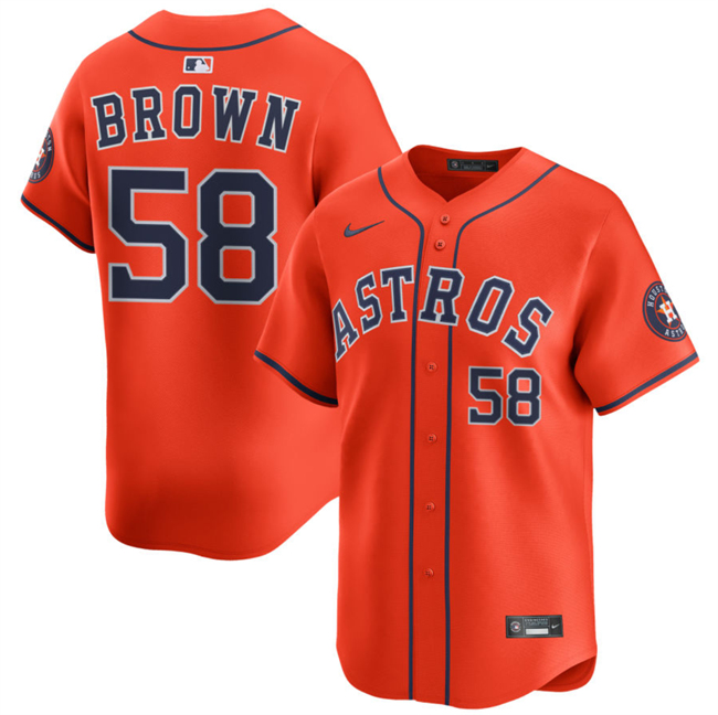 Men's Houston Astros #58 Hunter Brown Orange 2025 Alternate Limited Stitched Baseball Jersey