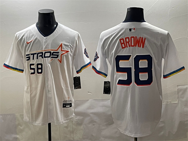 Men's Houston Astros #58 Hunter Brown White 2025 City Connect Limited Stitched Baseball Jersey