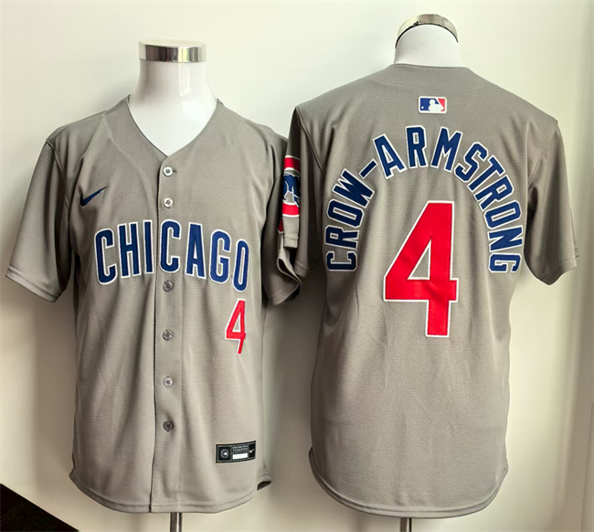 Men's Chicago Cubs #4 Pete Crow-Armstrong Grey Limited Stitched Baseball Jersey