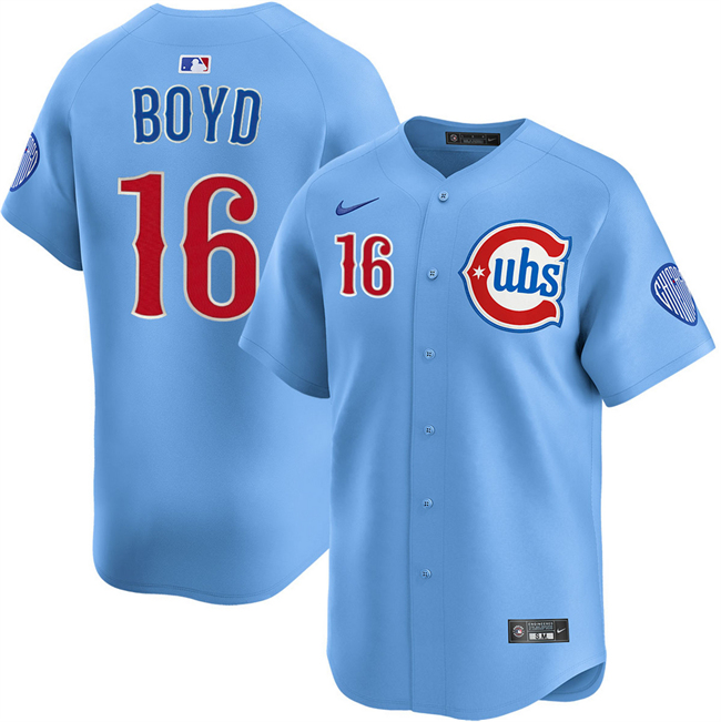 Men's Chicago Cubs #16 Matthew Boyd Blue 2025 2nd Alternate Limited Stitched Baseball Jersey