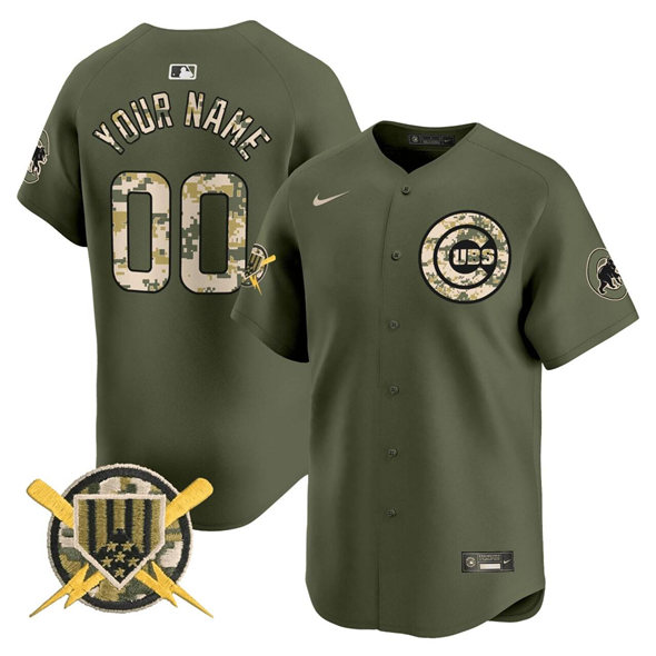 Men's Chicago Cubs Active Player Custom Green Armed Forces Day Vapor Limited Stitche Baseball Jersey