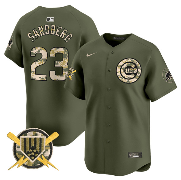 Men's Chicago Cubs #23 Ryne Sandberg Green Armed Forces Day Vapor Limited Stitched Baseball Jersey