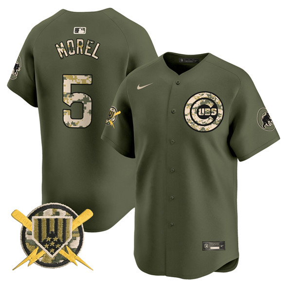Men's Chicago Cubs #5 Christopher Morel Green Armed Forces Day Vapor Limited Stitched Baseball Jersey