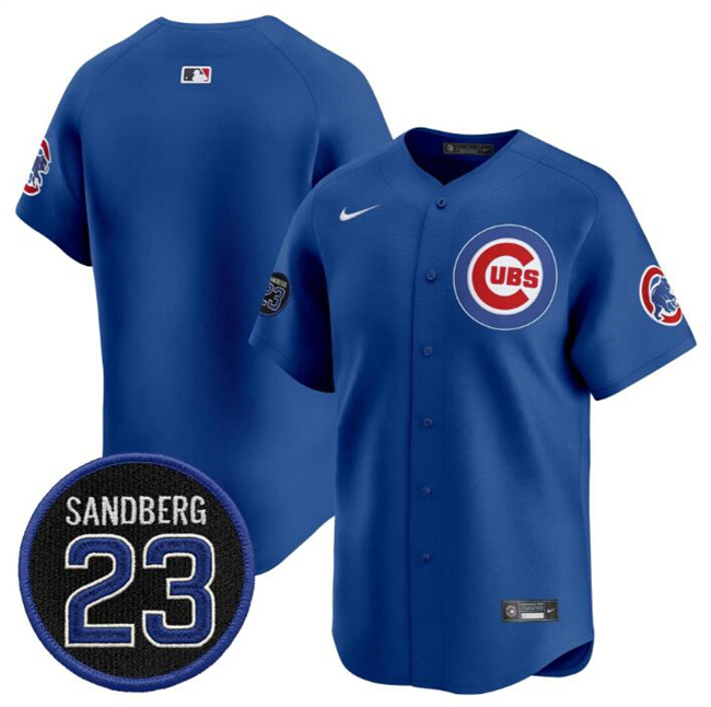 Men's Chicago Cubs Blank Royal 'Ryne Sandberg Tribute' Vapor Limited V2 Stitched Baseball Jersey