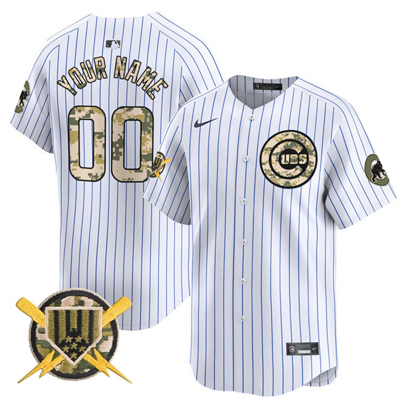 Men's Chicago Cubs Active Player Custom White Armed Forces Day Vapor Limited Stitche Baseball Jersey