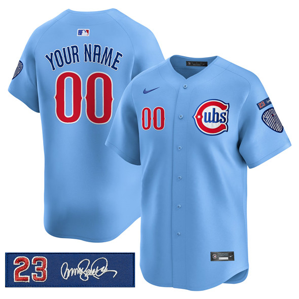 Men's Chicago Cubs Active Player Custom Blue 'Ryne Sandberg Tribute' Vapor Limited V3 Stitched Baseball Jersey