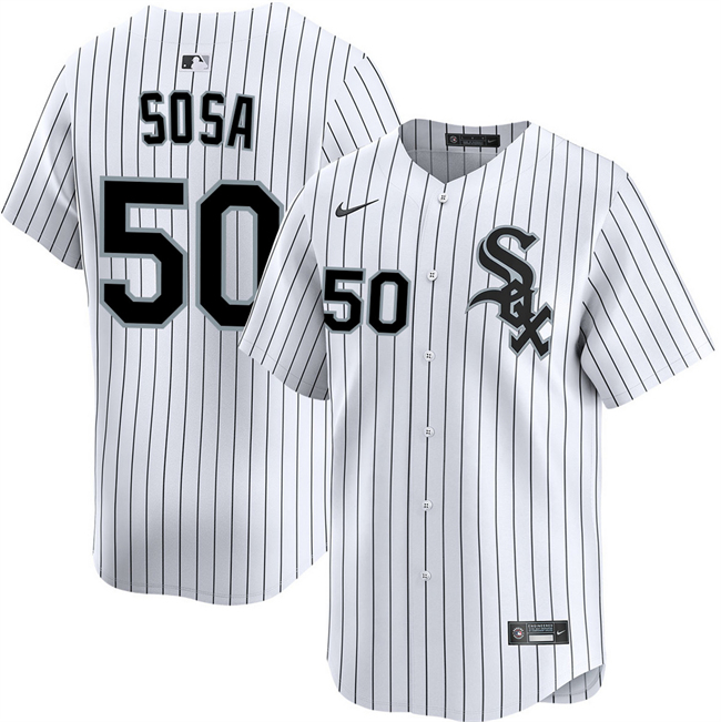 Men's Chicago White Sox #50 Lenyn Sosa White 2025 Home Limited Stitched Baseball Jersey