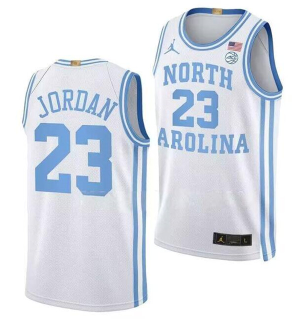 Men's North Carolina Tar Heels #23 Michael Jordan White Throwback Stitched Jersey