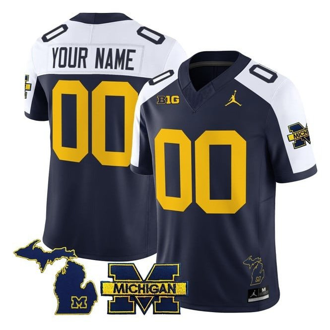 Men's Michigan Wolverines ACTIVE PLAYER Custom Navy Alternate F.U.S.E. 2025 Vapor Limited Stitched Football Jersey