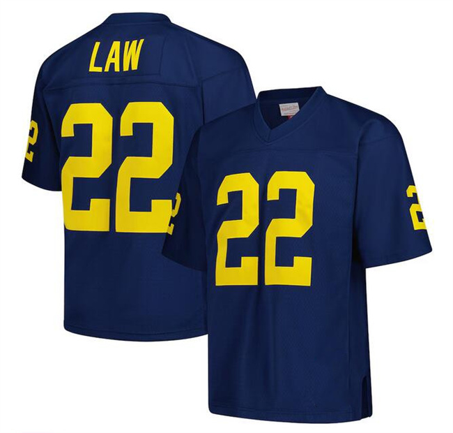 Men's Michigan Wolverines #22 Ty Law Navy Stitched Football Jersey