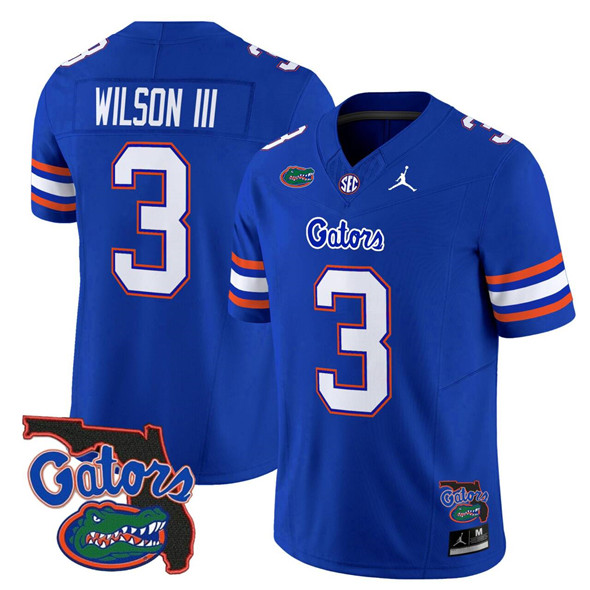 Men's Florida Gators #3 Eugene Wilson Lll Royal 2024 F.U.S.E. Florida Patch Vapor Limited Stitched Football Jersey