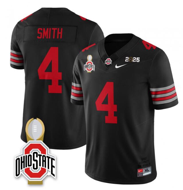 Men's Ohio State Buckeyes #4 Jeremiah Smith Black National Champions 2025 F.U.S.E. Limited Stitched Jersey