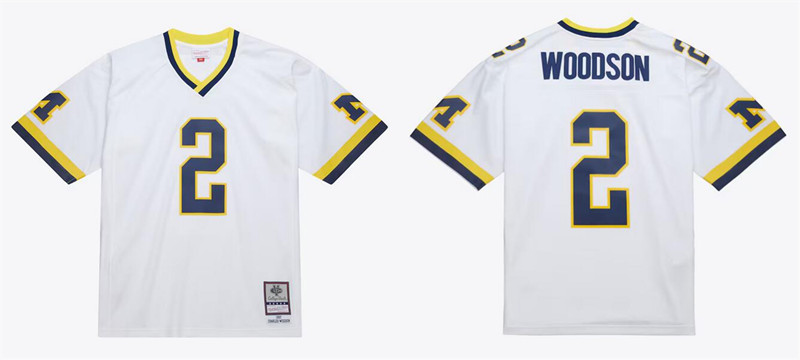 Men's Michigan Wolverines #2 Charles Woodson White 1997 Stitched Basketball Jersey