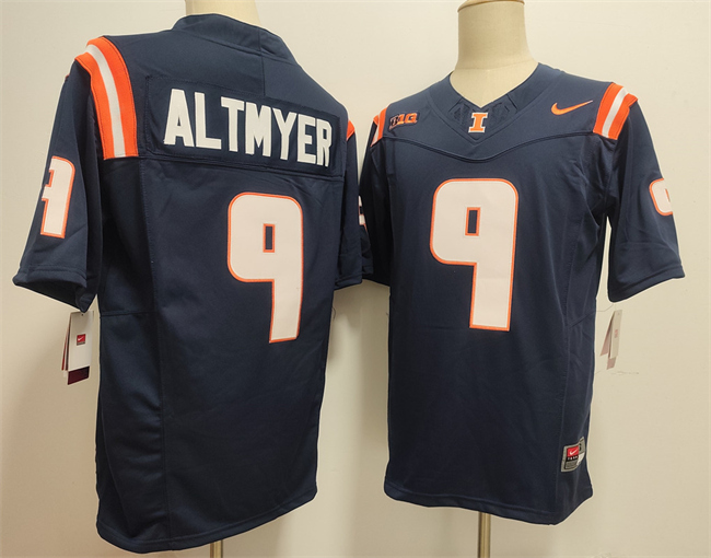 Men's Illinois Fighting Illini #9 Luke Altmyer Navy 2025 F.U.S.E. Cheez-It Citrus Bowl Patch Vapor Limited Stitched Football Jersey