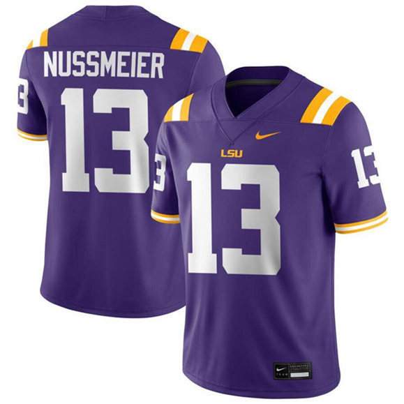 Men's LSU Tigers #13 Garrett Nussmeier Purple Limited Stitched Jersey