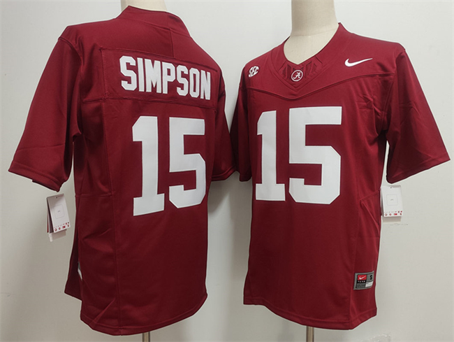 Men's Alabama Crimson Tide #15 Ty Simpson Red F.U.S.E Stitched Football Jersey