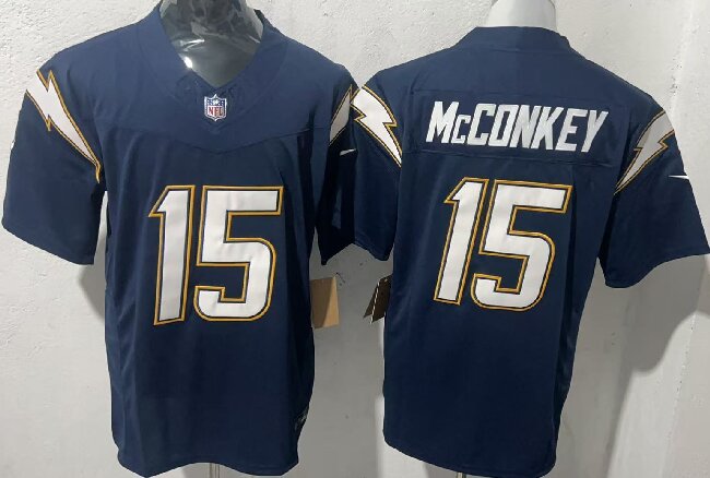 Men's Los Angeles Chargers #15 Ladd McConkey Navy 2025 F.U.S.E. Alternate Vapor Limited Stitched Football Jersey