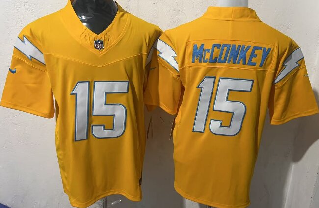 Men's Los Angeles Chargers #15 Ladd McConkey Gold 2025 F.U.S.E. Alternate Vapor Limited Stitched Football Jersey