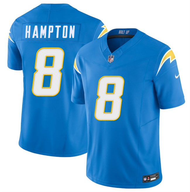 Men's Los Angeles Chargers #8 Omarion Hampton Blue 2025 Draft F.U.S.E. Vapor Limited Stitched Football Jersey