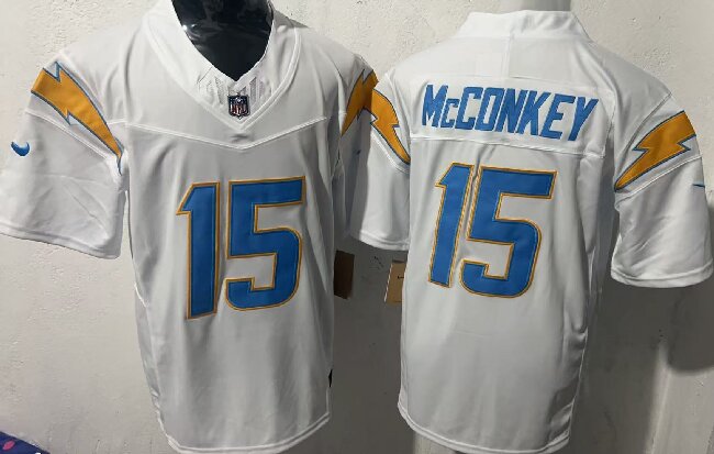 Men's Los Angeles Chargers #15 Ladd McConkey White 2025 F.U.S.E. Alternate Vapor Limited Stitched Football Jersey