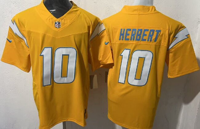 Men's Los Angeles Chargers #10 Justin Herbert Gold 2025 F.U.S.E. Alternate Vapor Limited Stitched Football Jersey