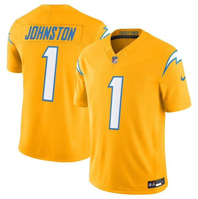 Men's Los Angeles Chargers #1 Quentin Johnston Gold 2025 F.U.S.E. Alternate Vapor Limited Stitched Football Jersey