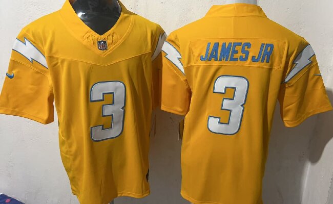 Men's Los Angeles Chargers #3 Derwin James Jr. Gold 2025 F.U.S.E. Alternate Vapor Limited Stitched Football Jersey