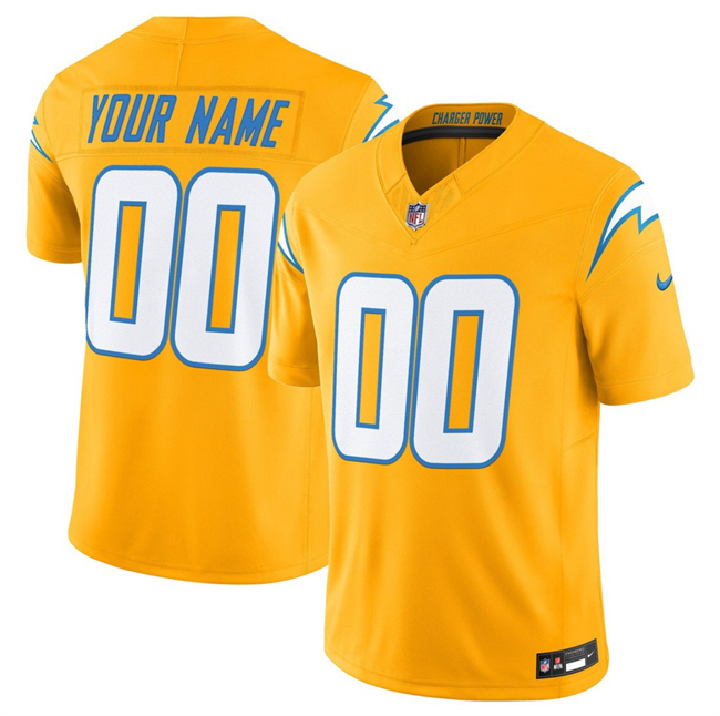 Men's Los Angeles Chargers Active Player Custom Gold 2025 F.U.S.E. Alternate Vapor Limited Stitched Football Jersey