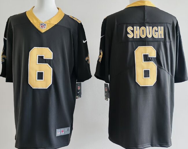 Men's New Orleans Saints #6 Tyler Shough Black 2025 Draft Vapor Limited Stitched Football Jersey