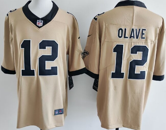 Men's New Orleans Saints #12  Chris Olave Gold Alternate Vapor Limited Stitched Football Jersey