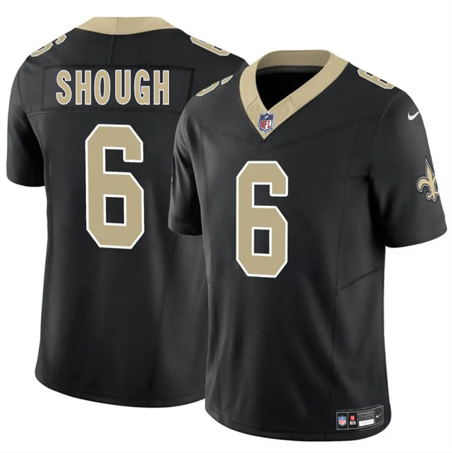 Men's New Orleans Saints #6 Tyler Shough Black 2025 Draft F.U.S.E Vapor Limited Stitched Football Jersey