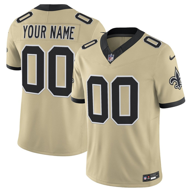 Men's New Orleans Saints Active Player Custom Gold 2025 F.U.S.E. Alternate Vapor Limited Stitched Football Jersey